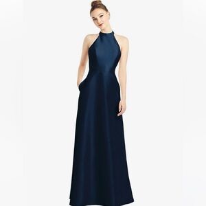 Alfred Sung Midnight Navy Bridesmaid Dress